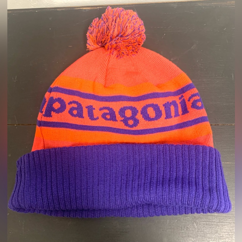 Patagonia Bright Orange and Purple Knit Beanie